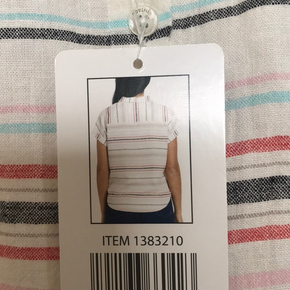 Weatherproof Vintage Linen striped tie front blouse size M New With Tags - Picture 11 of 11